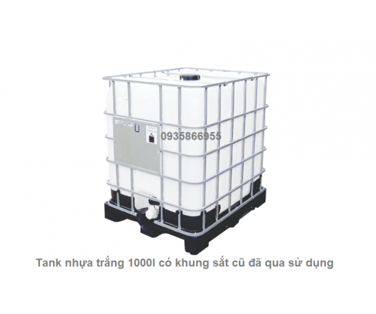 Bán bồn tank nhựa trắng 1000l có khung sắt cũ đã qua sử dụng